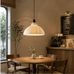 Handmade Fabric Pendant Light | Natural LED Hanging Light - Image 3