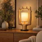Walnut Wood Table Lamp | Nature Sculpture Wooden LED Table Lamp - Image 5