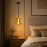 Amber Glass Dome Pendant Light | Nordic Modern LED Ceiling Lighting Fixture - Image 2