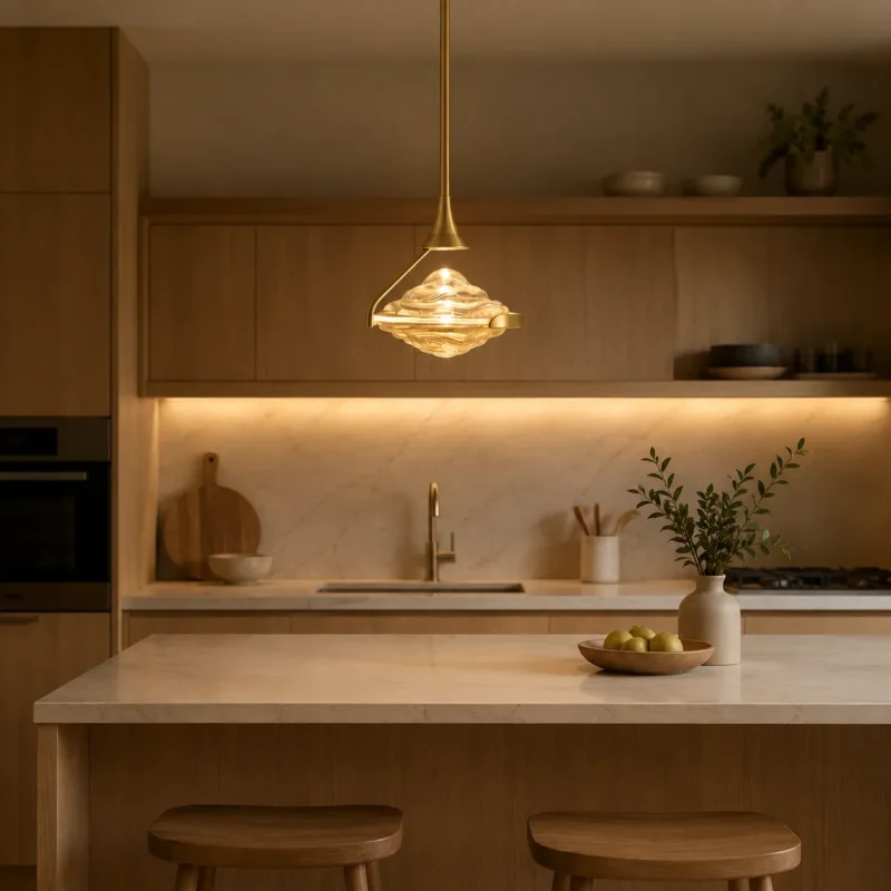 Art Glass Pendant Light | Modern Luxury Gold LED Ceiling Lighting Fixture - Image 2