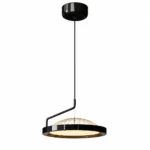Black Minimalist LED Pendant Light – Modern Metal Acrylic Hanging Lamp
