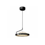 Black Minimalist LED Pendant Light – Modern Metal Acrylic Hanging Lamp