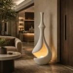 Modern Sculptural Resin Floor Lamp | Matte White - Image 2