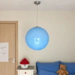 Light Blue Glass Pendant Light | Modern Spiral LED Fixture - Image 2