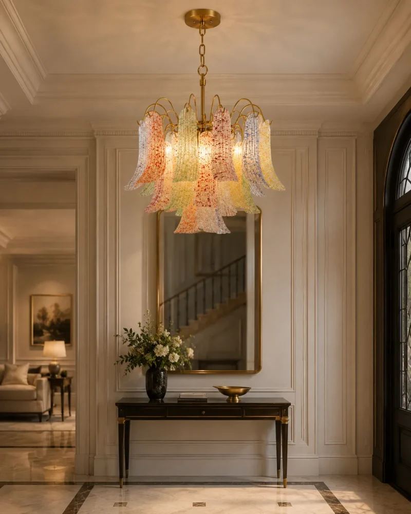Venetian-Style Colored Glass Petal Chandelier - Image 4