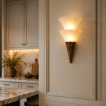 Art Deco Glass Wall Sconce | Brass Vintage Wall Light - Image 4