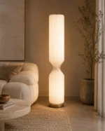 Pleated Twist Fabric Floor Lamp | Cream White - Image 2
