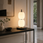 Modern Marble Table Lamp | Double Glass LED Ambient Lighting Fixture - Image 4