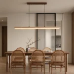 Travertine & Wood Linear Pendant Light | Modern LED - Image 5