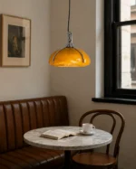Amber Glass Pendant Light | Retro Modern LED Ceiling Lighting Fixture - Image 2