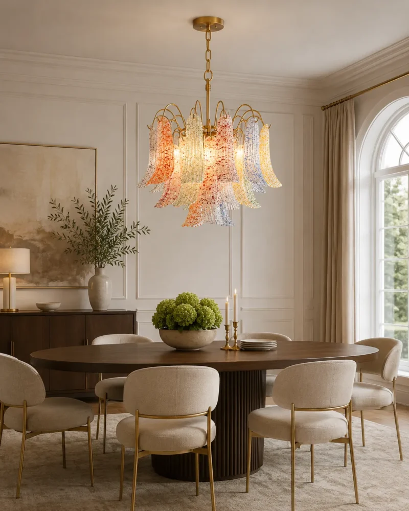 Venetian-Style Colored Glass Petal Chandelier - Image 3