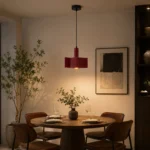 Burgundy Geometric Metal Pendant Light – Modern LED Hanging Light - Image 5