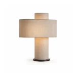 Modern Fabric Table Lamp | Beige LED Bedside Lamp for Bedroom & Living Room