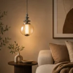 Glass Globe Pendant Light – Modern Chrome Iron LED Hanging Lamp - Image 2