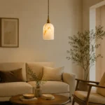 Natural Marble Pendant Light | Brass Luxury LED Fixture - Image 3