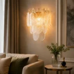 Crystal Leaf Wall Light | Luxury Gold Wall Sconce - Image 2