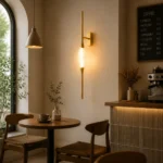 Modern Brass LED Wall Light | Vertical Acrylic Sconce - Image 2