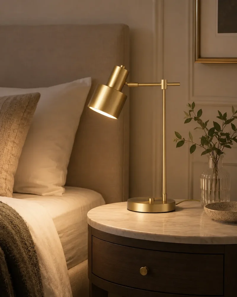 Adjustable Brass Table Lamp | Modern LED Reading Desk Light - Image 3