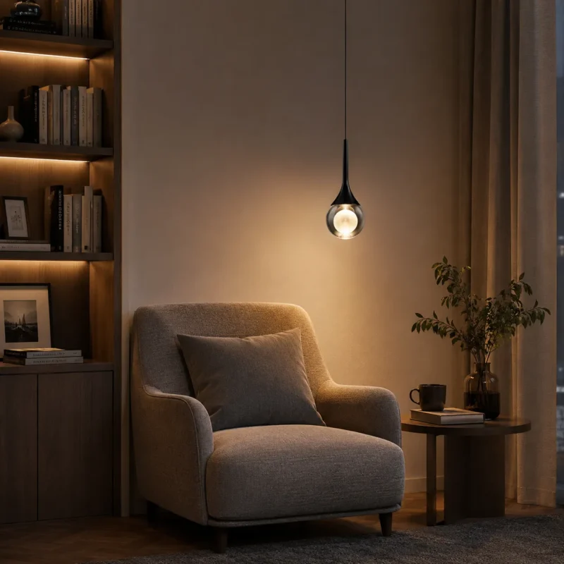 Modern Moon Crystal Pendant Light | Minimalist LED Ceiling Lighting Fixture - Image 2