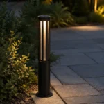 Black Cylindrical Outdoor Bollard Light for Garden Pathway Lighting - Image 5