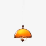 Amber Glass Dome Pendant Light | Modern Vintage LED Ceiling Lighting Fixture
