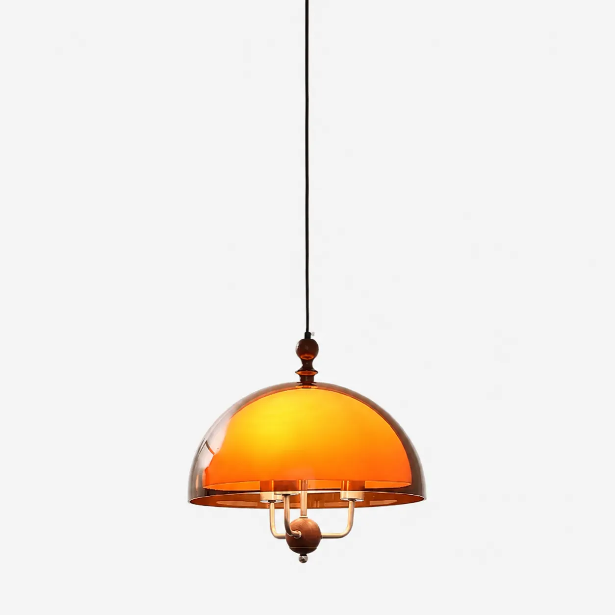 企业微信截图_17827612305996 Amber Glass Dome Pendant Light | Modern Vintage LED Ceiling Lighting Fixture - Image 1