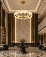 Natural Alabaster Ring Chandelier | Luxury LED Pendant Light - Image 5