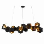Black Gold Geometric Pendant Light | Polygon Chandelier