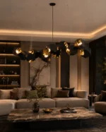 Black Gold Geometric Pendant Light | Polygon Chandelier - Image 5