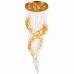 Luxury Spiral Crystal Chandelier | Golden Cascade Pendant Light
