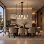 Modern U Shape LED Pendant Light | Black Linear Chandelier - Image 4