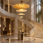 Modern Gold LED Pendant Light | Layered Disc Chandelier - Image 2