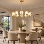 Modern Orb Ring Chandelier | Opal Glass Globe Light - Image 2