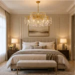 Luxury Brass Crystal Leaf Chandelier | Golden Pendant Light - Image 3