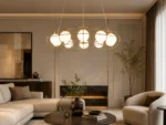 Modern Orb Ring Chandelier | Opal Glass Globe Light - Image 5