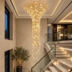 Luxury Brass Crystal Staircase Chandelier | Cascade Light - Image 3