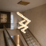 Alabaster Cube Cascade Chandelier | Luxury Sculptural Pendant Light - Image 4