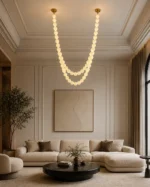 Frosted Glass Bead Chandelier | Modern LED Pendant Light - Image 4