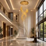 Luxury Spiral Crystal Chandelier | Golden Cascade Pendant Light - Image 3