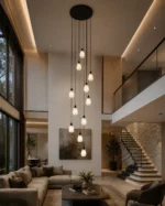 Luxury Alabaster Staircase Chandelier | Stone Pendant Light - Image 3