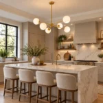 Modern 6-Light Glass Chandelier | Opal Globe Pendant - Image 3