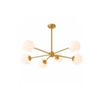 Modern 6-Light Glass Chandelier | Opal Globe Pendant