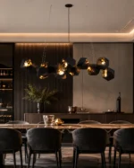 Black Gold Geometric Pendant Light | Polygon Chandelier - Image 3