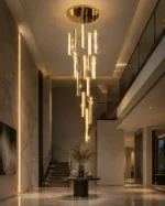 K9 Crystal Cascade Chandelier | Gold LED Pendant Light - Image 6