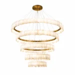 Luxury Alabaster Ring Chandelier | Brass LED Pendant Light