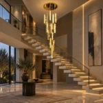 K9 Crystal Cascade Chandelier | Gold LED Pendant Light - Image 2