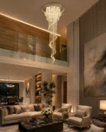 Luxury Crystal Waterfall Chandelier | Spiral LED Light - Image 4