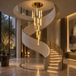 K9 Crystal Cascade Chandelier | Gold LED Pendant Light - Image 3