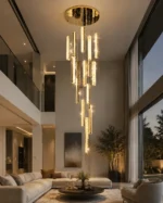 K9 Crystal Cascade Chandelier | Gold LED Pendant Light - Image 5