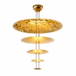 Modern Gold LED Pendant Light | Layered Disc Chandelier